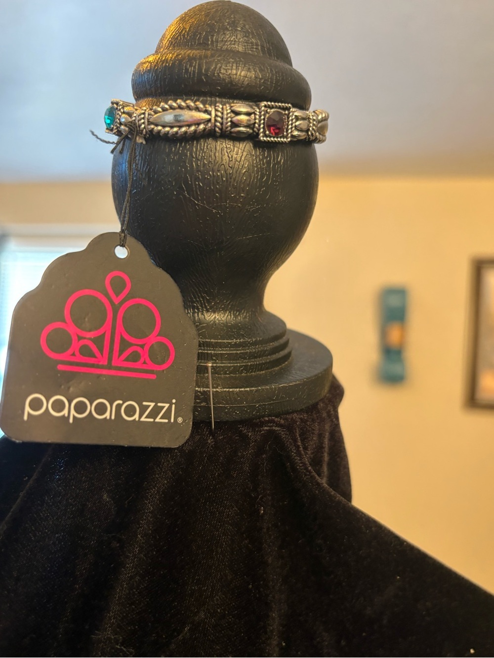 paparazzi Silver-Tone Stretch Bracelet with Blue and Red Stones